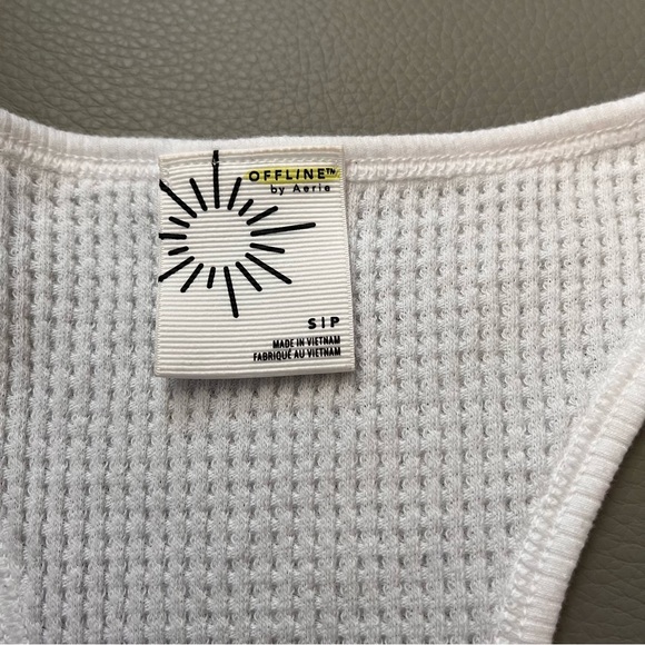 OFFLINE By Aerie Wow! Waffle cropped tank in white size S - Picture 6 of 9